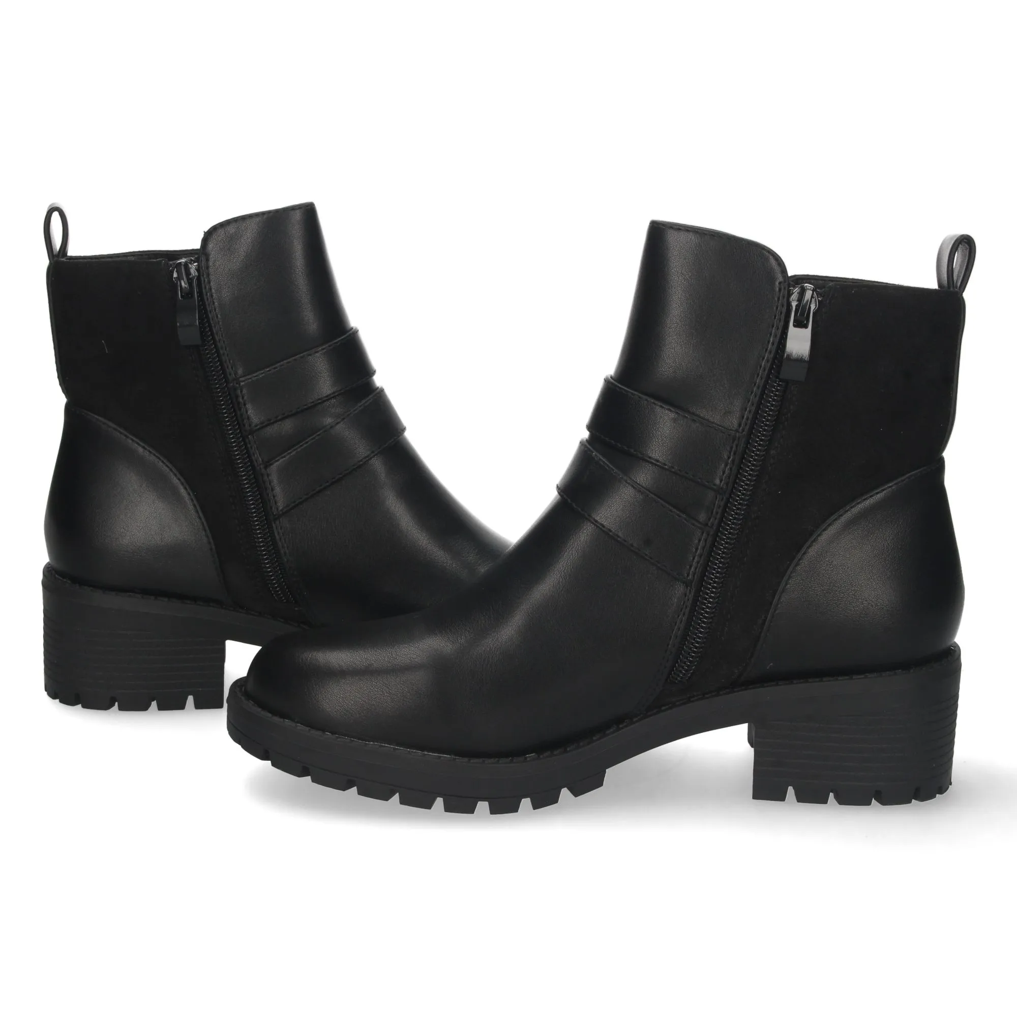 Botines tacón medio con cremallera mujer color negro