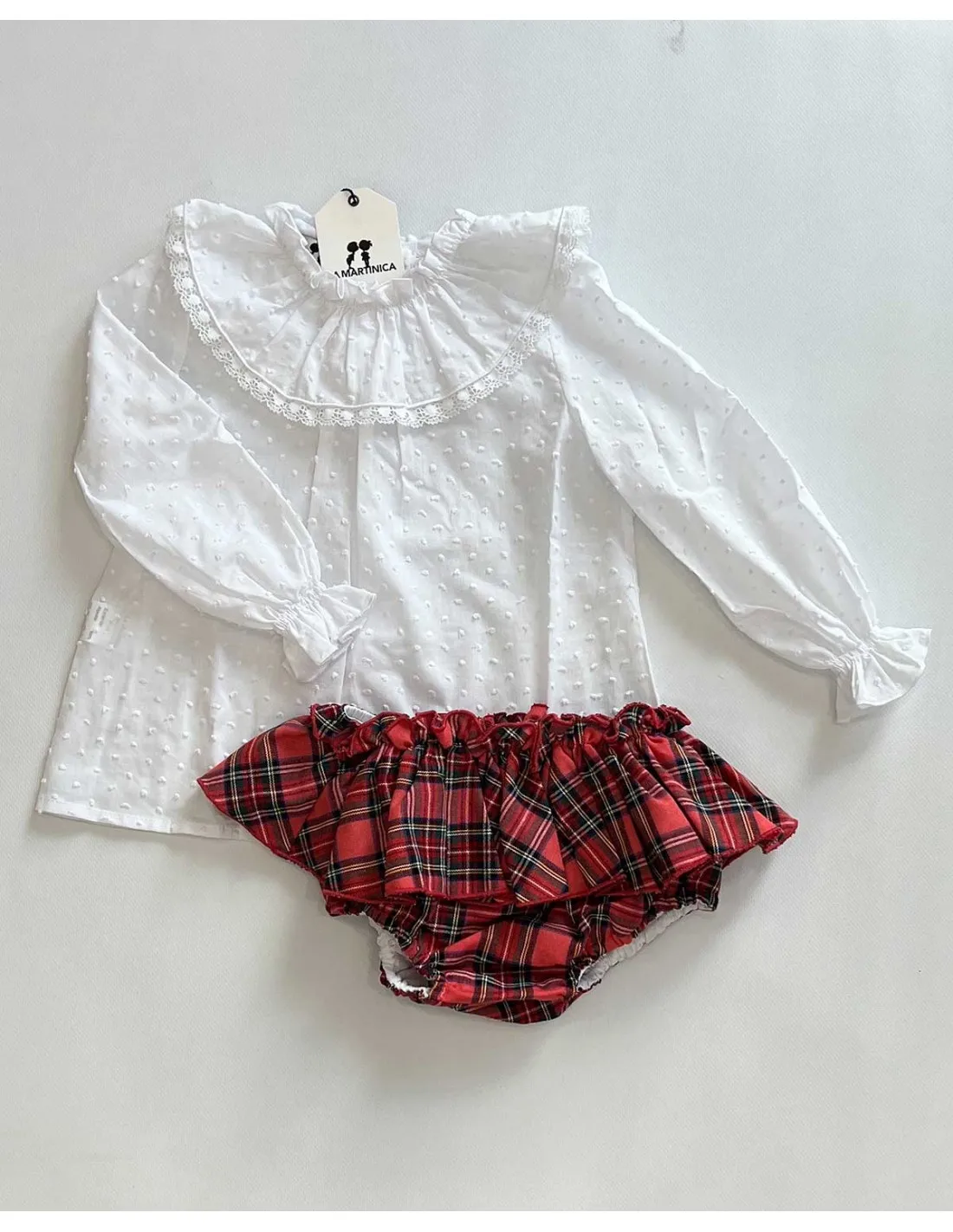 Braga Cuadros y Blusa Plumeti Mandarina La Martinica