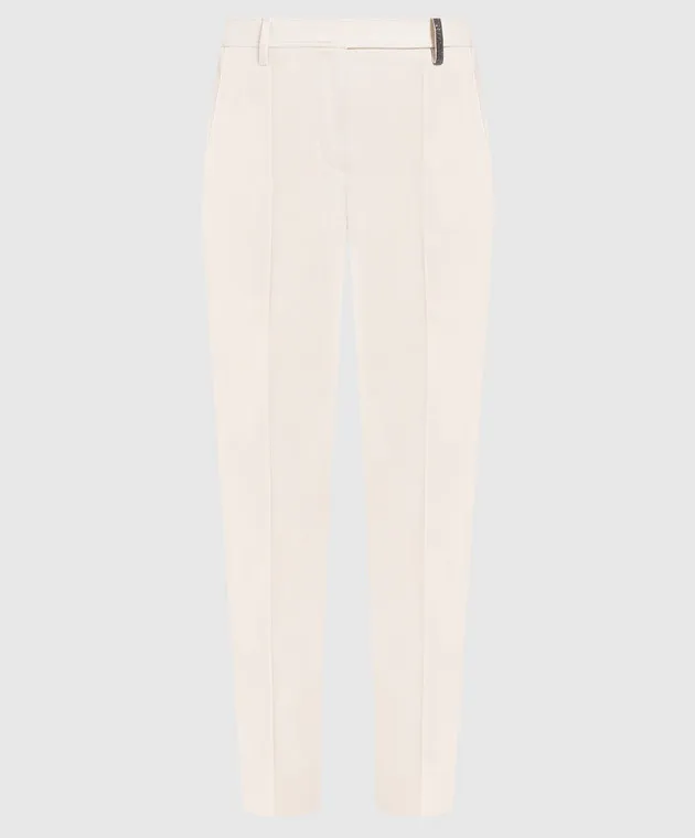 Brunello Cucinelli Beige pants with monil chain