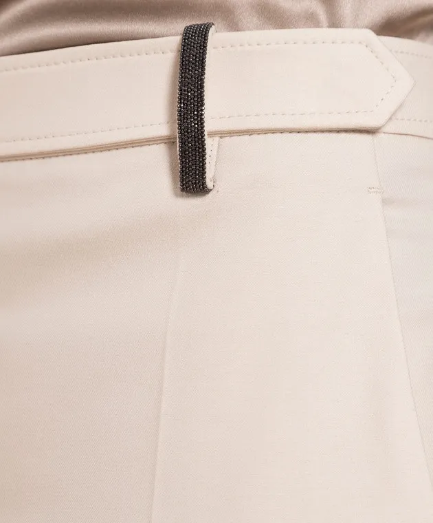 Brunello Cucinelli Beige pants with monil chain