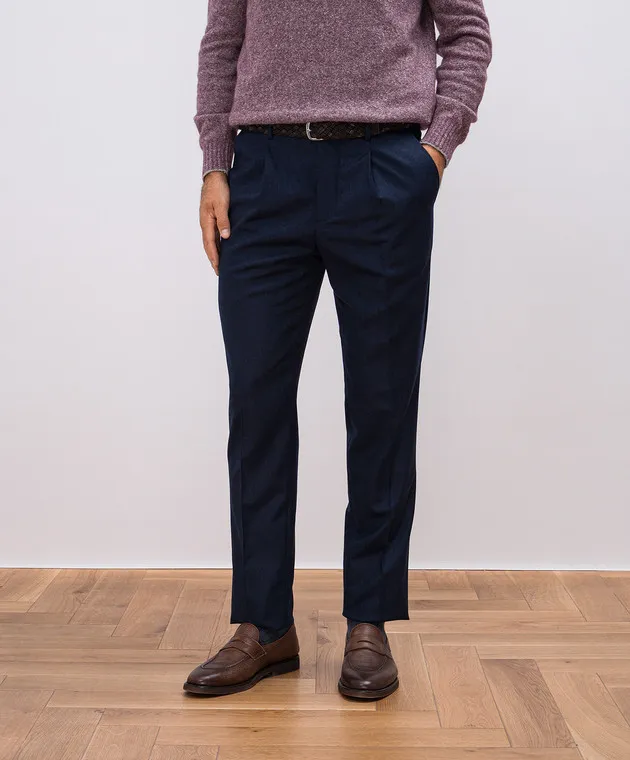 Brunello Cucinelli Blue pants made of wool