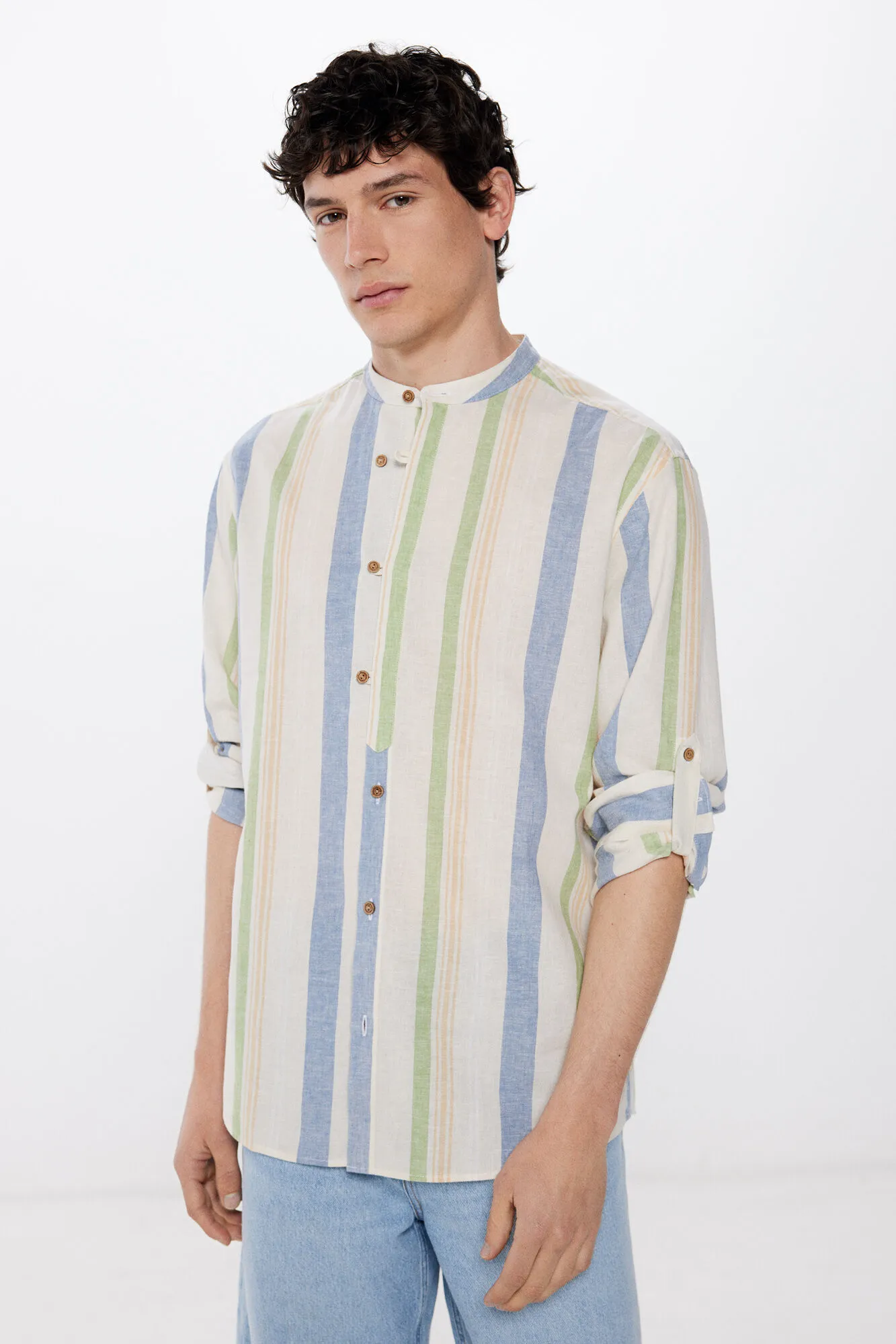 Camisa mao rayas lino