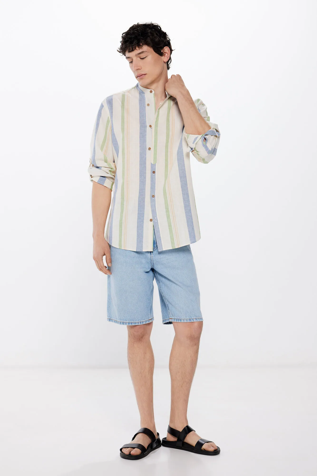 Camisa mao rayas lino