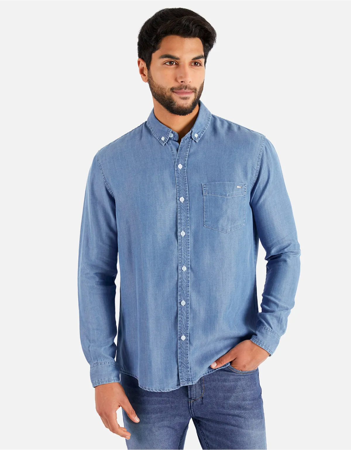 Camisa regular fit azul