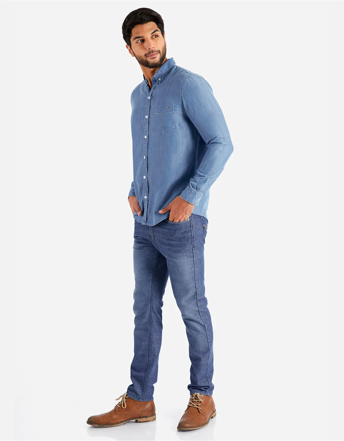 Camisa regular fit azul