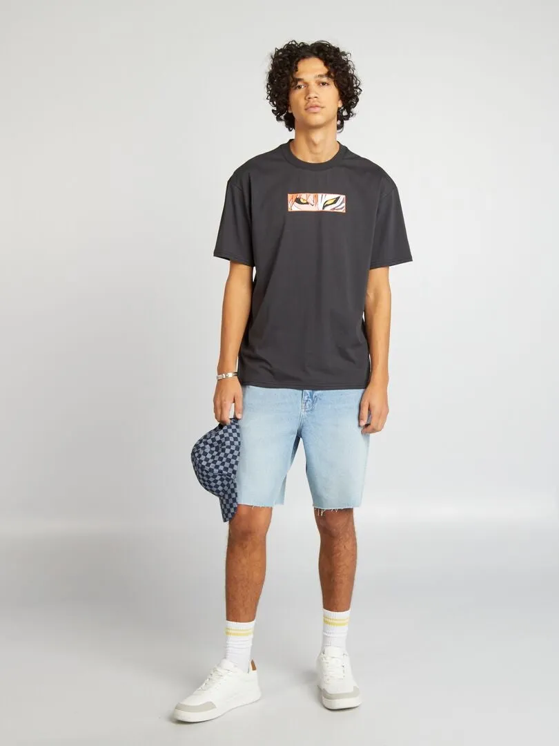 CAMISETA ANCHA CON CUELLO REDONDO 'BLEACH'  NEGRO