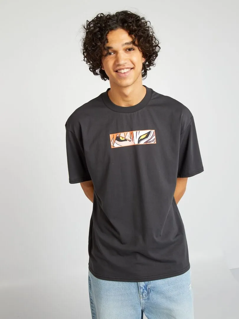 CAMISETA ANCHA CON CUELLO REDONDO 'BLEACH'  NEGRO
