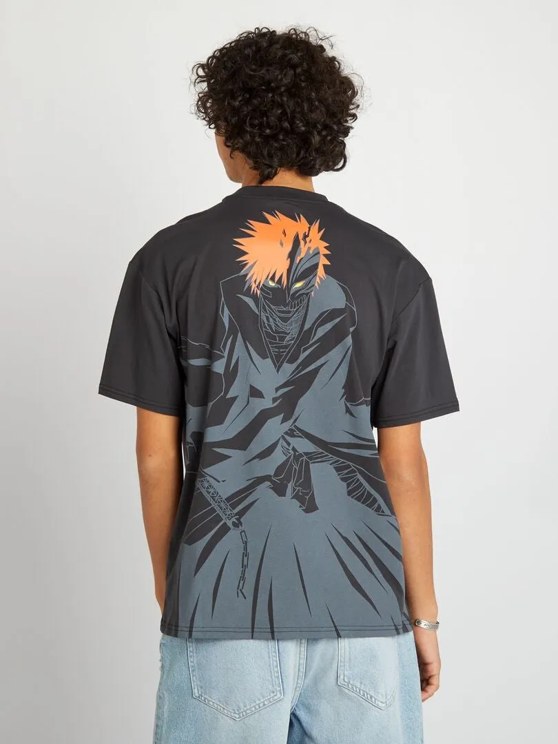 CAMISETA ANCHA CON CUELLO REDONDO 'BLEACH'  NEGRO