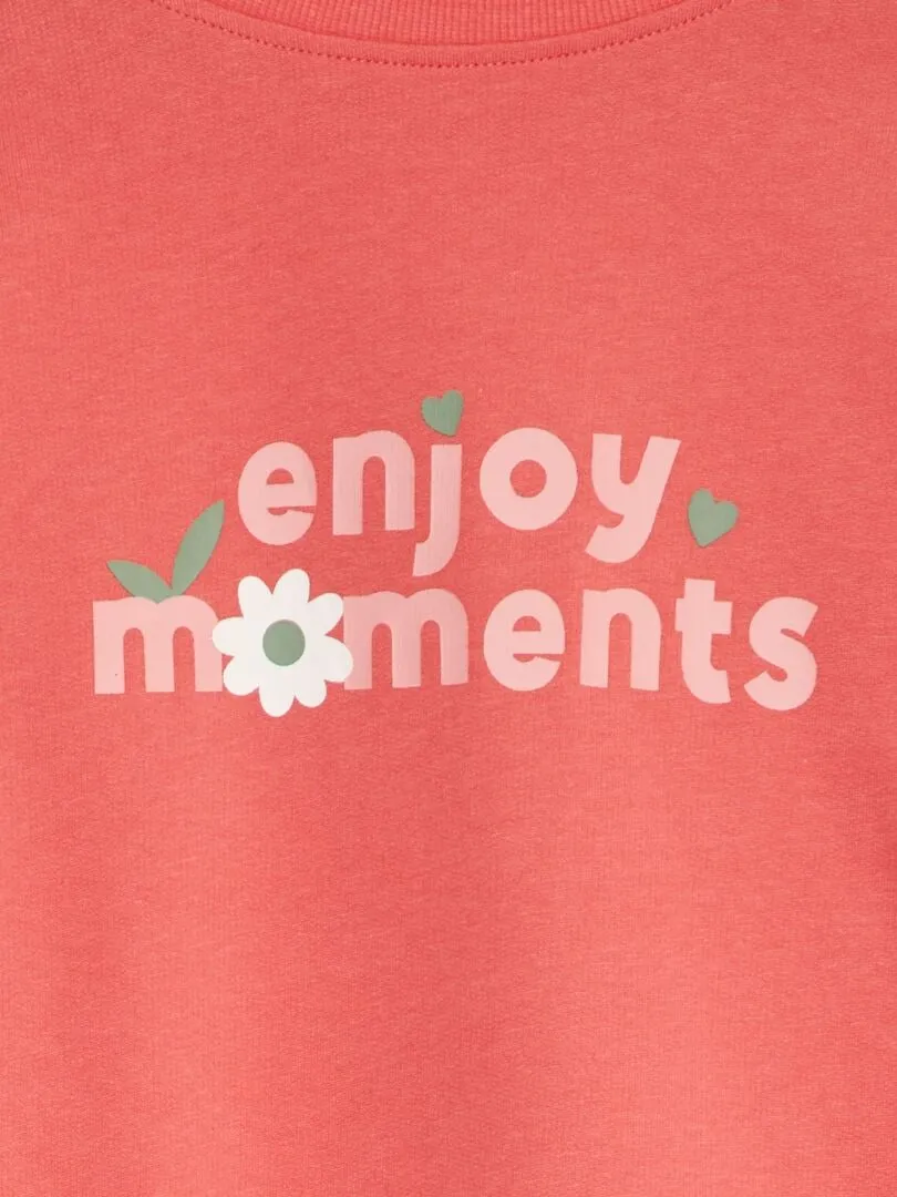 CAMISETA CON MANGA LARGA ABOMBADA  ROSA
