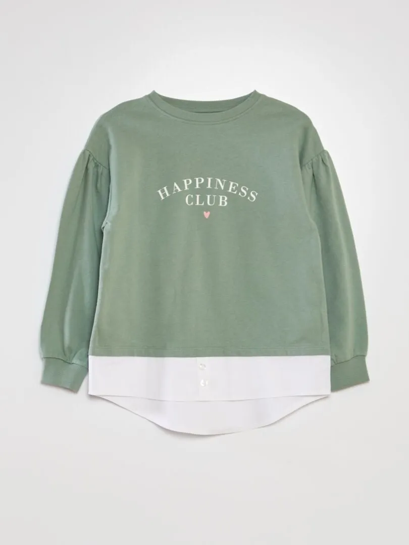 CAMISETA CON MANGA LARGA ABOMBADA  VERDE