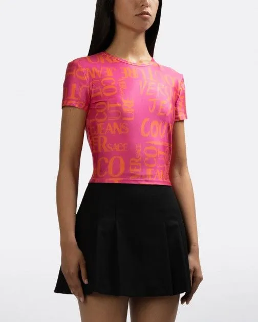 Camiseta corta Versace Jeans Couture 74HAH602 Rosa