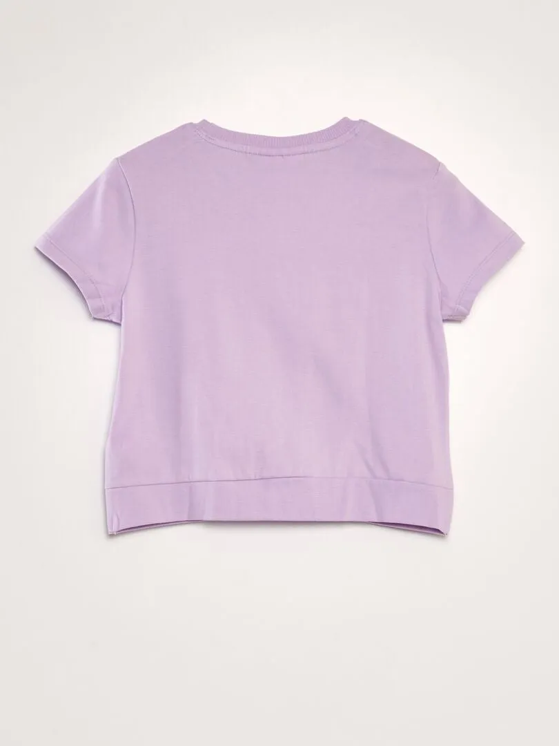CAMISETA DE ALGODóN 'UNA VIDA DE GATO'  PURPURA