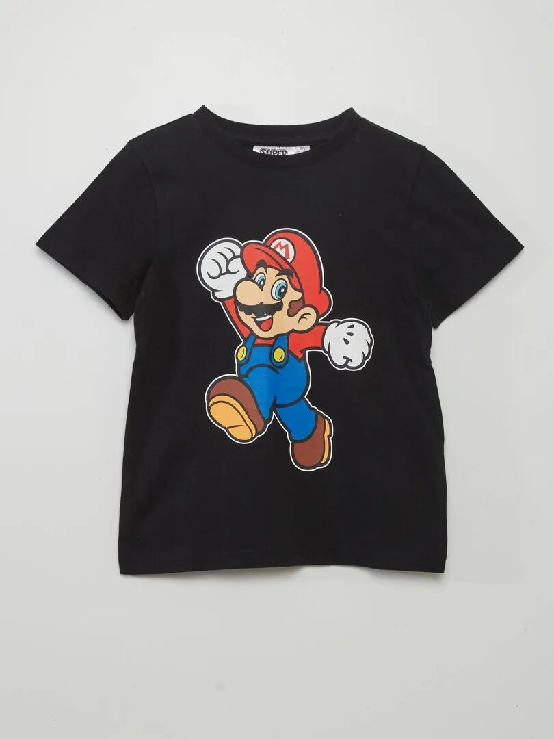 CAMISETA DE MANGA CORTA 'SUPERMARIO'  NEGRO