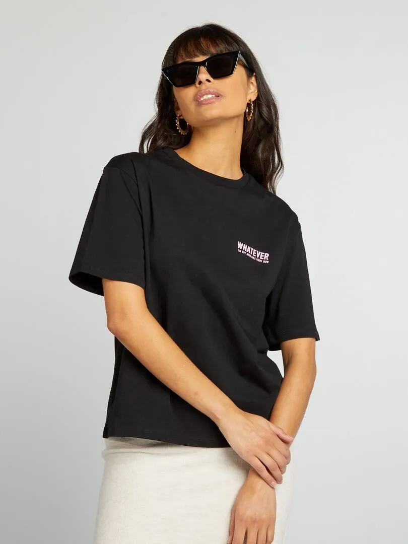CAMISETA DE PUNTO CON ESTAMPADO  NEGRO