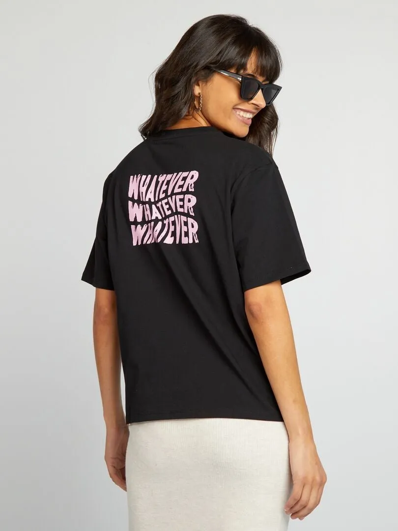 CAMISETA DE PUNTO CON ESTAMPADO  NEGRO