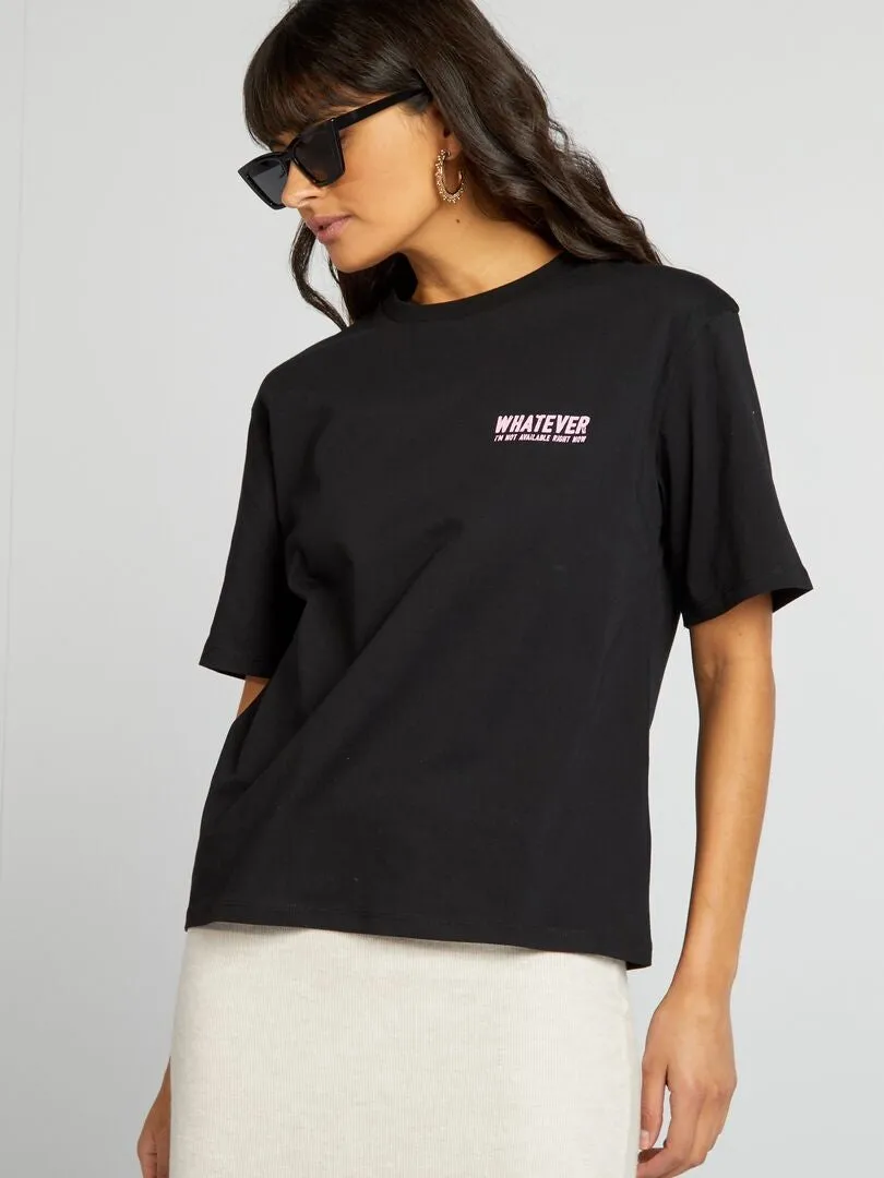 CAMISETA DE PUNTO CON ESTAMPADO  NEGRO