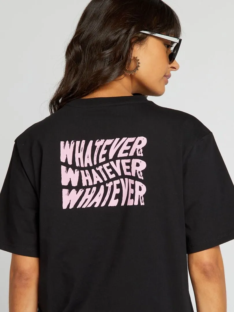 CAMISETA DE PUNTO CON ESTAMPADO  NEGRO