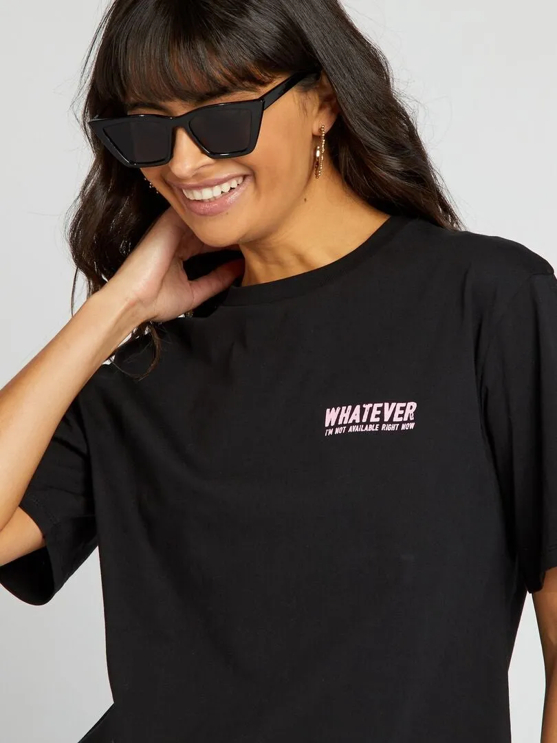 CAMISETA DE PUNTO CON ESTAMPADO  NEGRO
