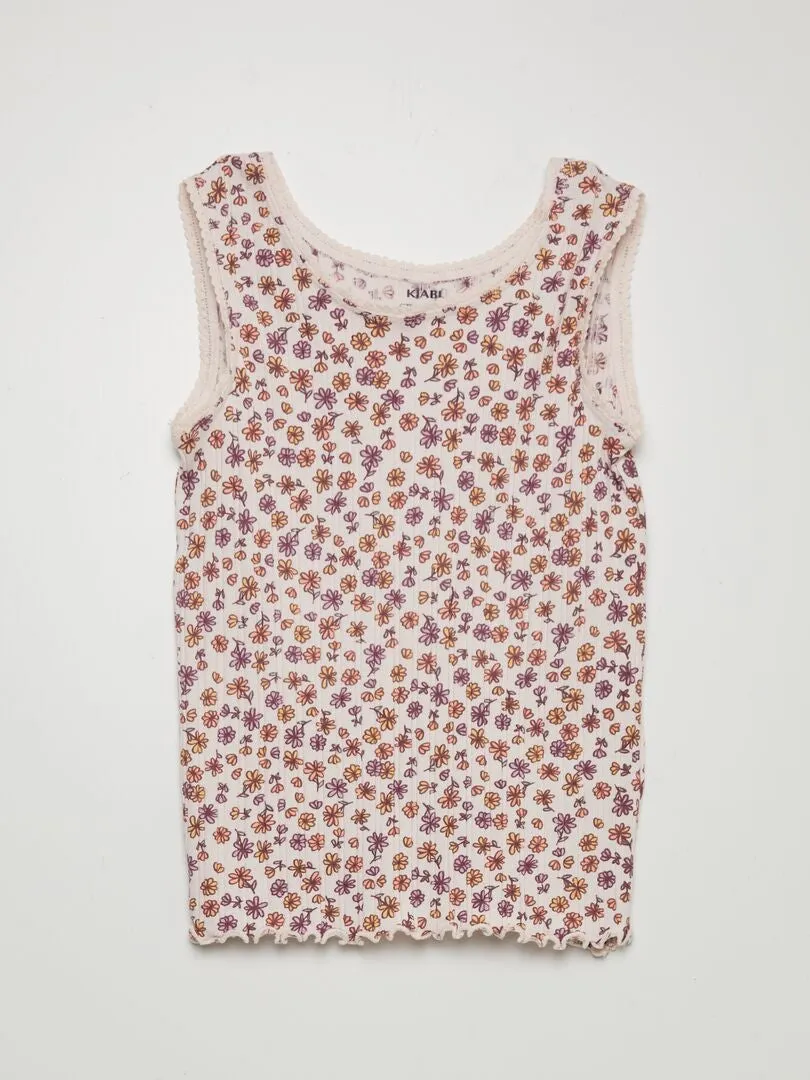 CAMISETA DE TIRANTES CON MOTIVO  ROSA