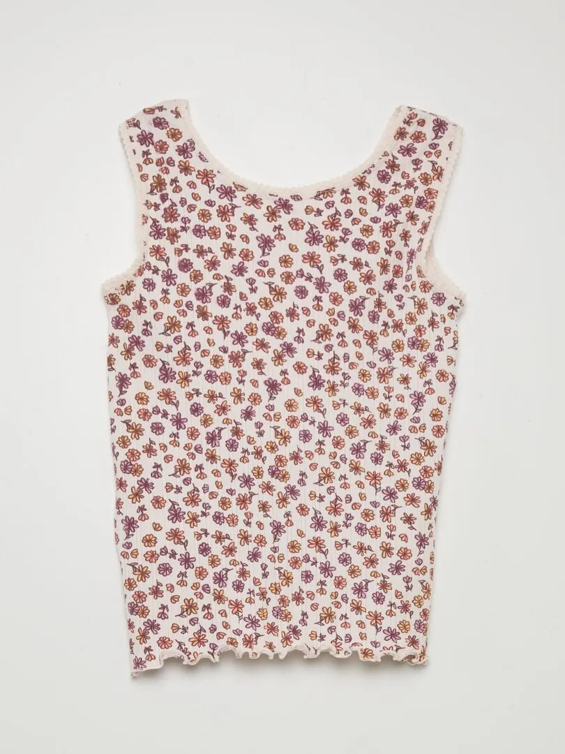 CAMISETA DE TIRANTES CON MOTIVO  ROSA