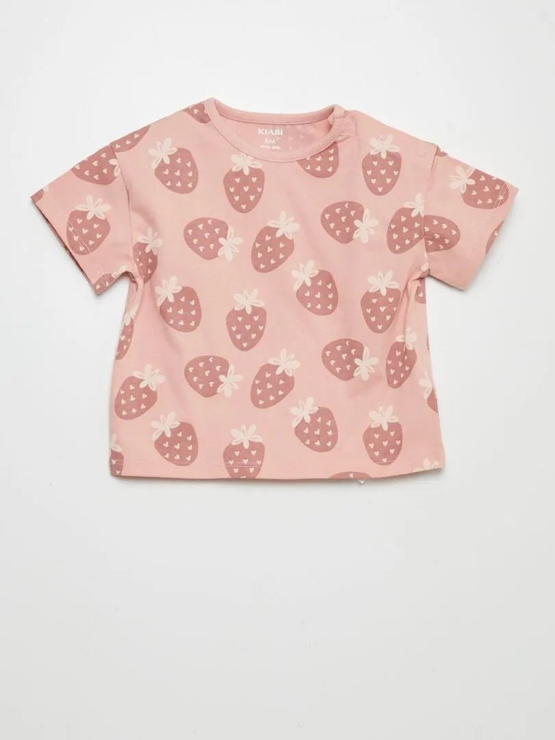 CAMISETA ESTAMPADA OVERSIZE  ROSA