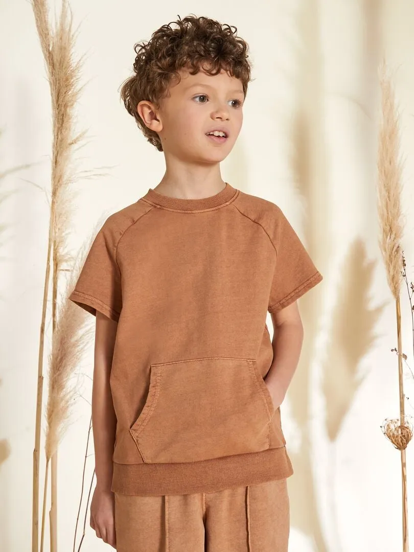 CAMISETA GRUESA DE ALGODóN CON BOLSILLO TIPO CANGURO  MARRON