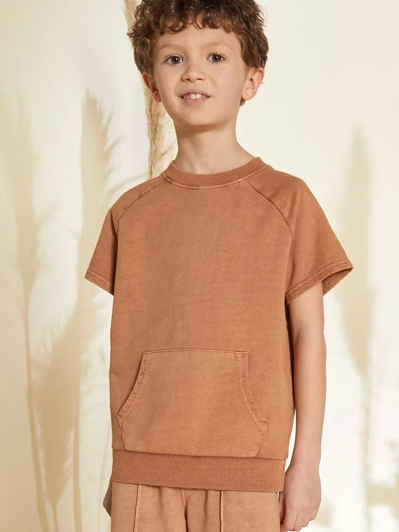 CAMISETA GRUESA DE ALGODóN CON BOLSILLO TIPO CANGURO  MARRON