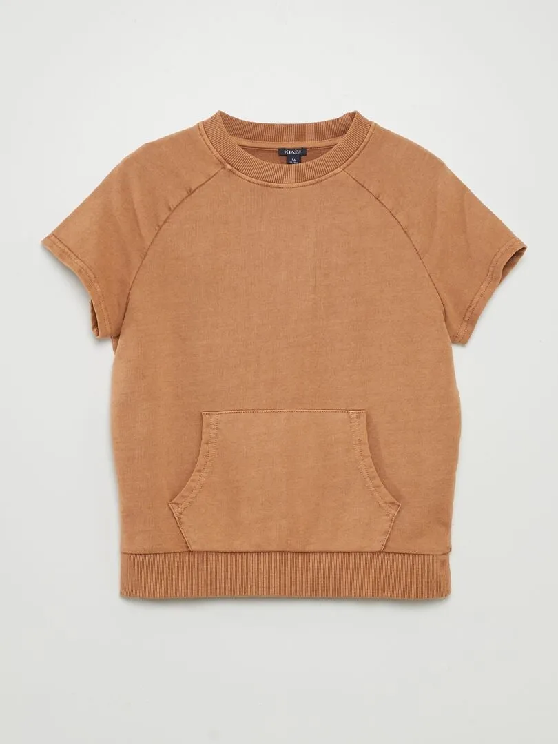CAMISETA GRUESA DE ALGODóN CON BOLSILLO TIPO CANGURO  MARRON