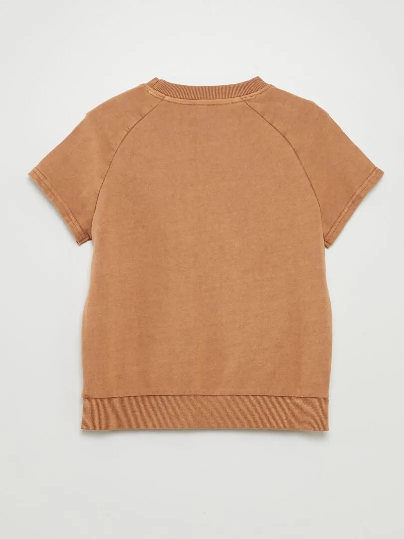 CAMISETA GRUESA DE ALGODóN CON BOLSILLO TIPO CANGURO  MARRON