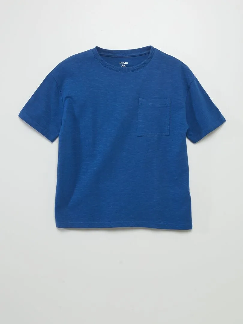 CAMISETA LISA DE PUNTO TORCIDO  AZUL