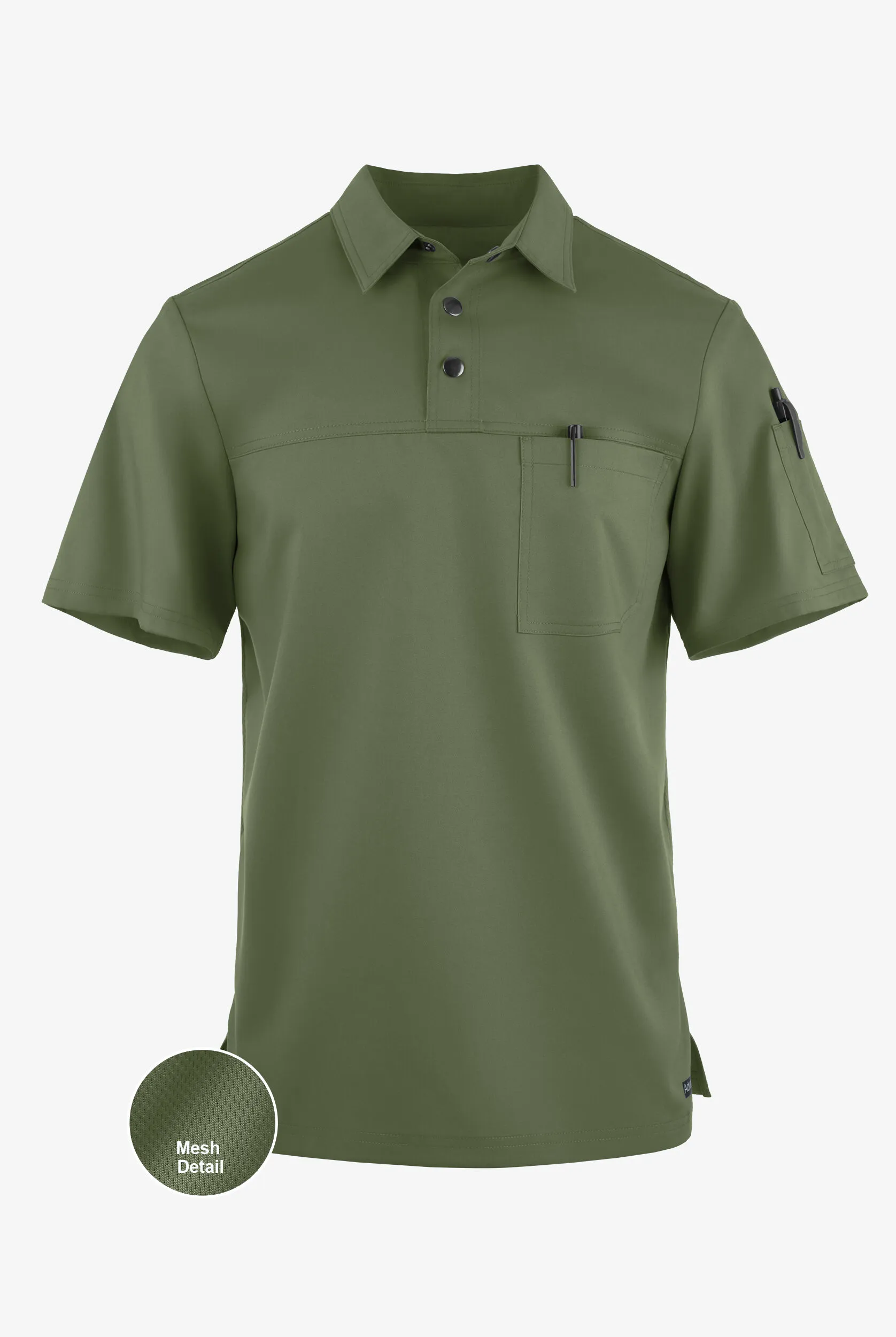 Camiseta médica estilo poloUA Advantage STRETCH con paneles de malla y 2 bolsillos para hombre
