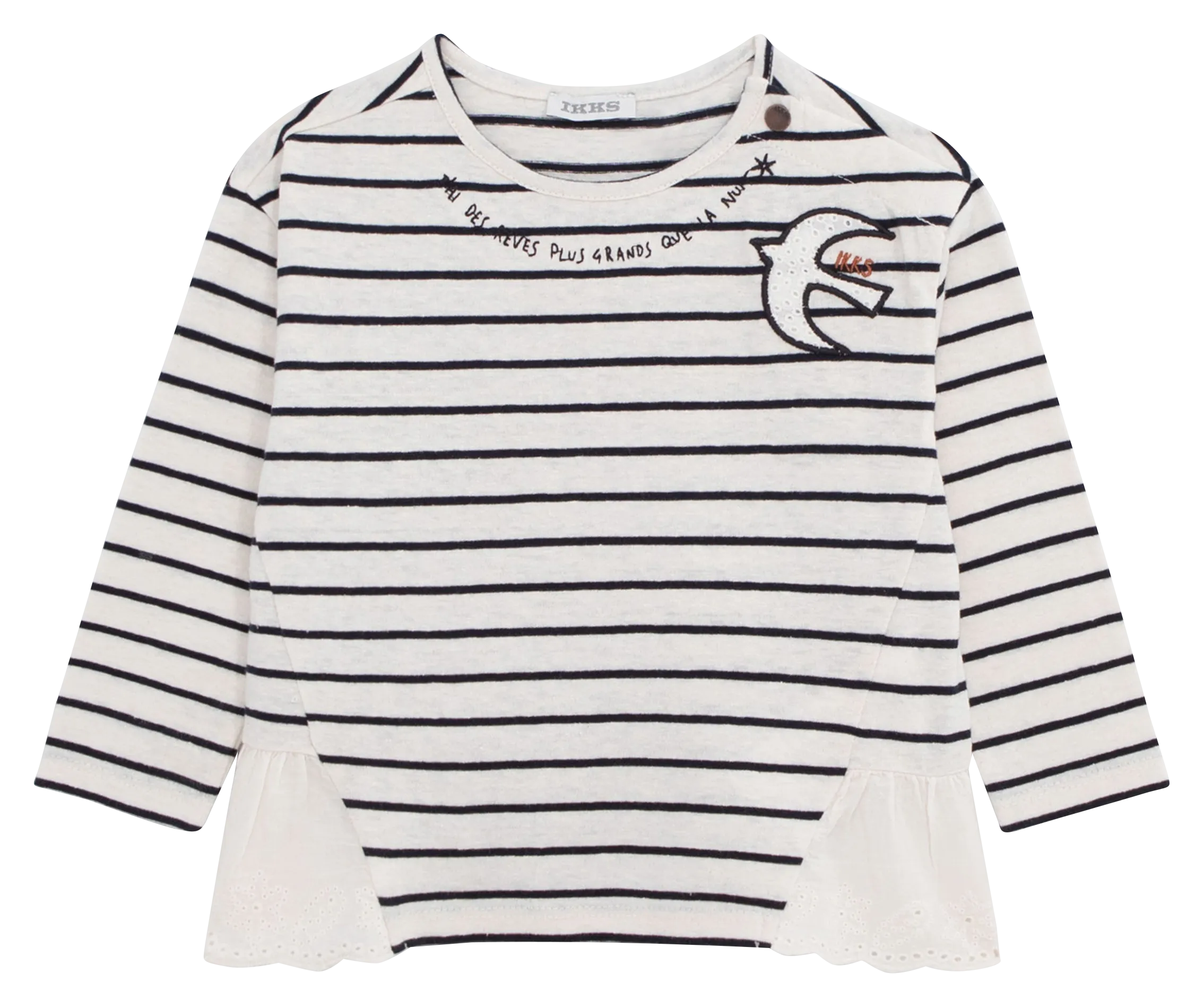 Camiseta recta de mezcla de algodón con cuello redondo en blanco