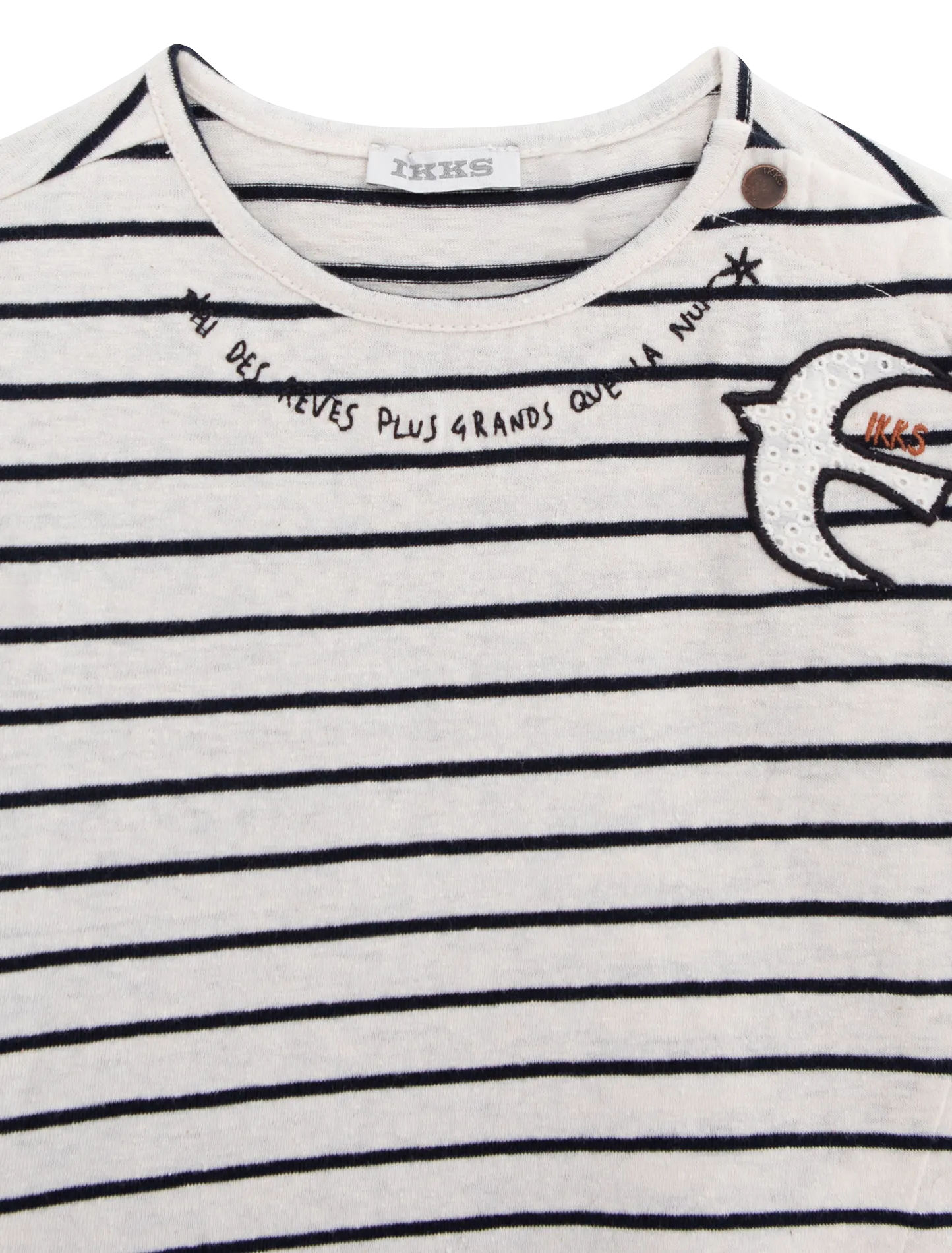Camiseta recta de mezcla de algodón con cuello redondo en blanco