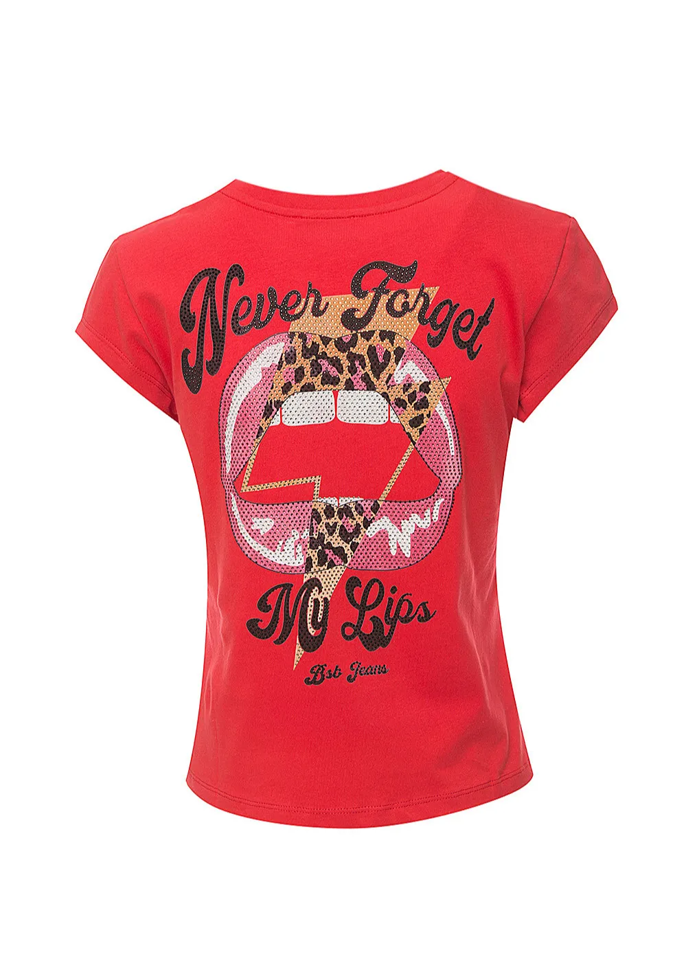 Camiseta roja strass labios
