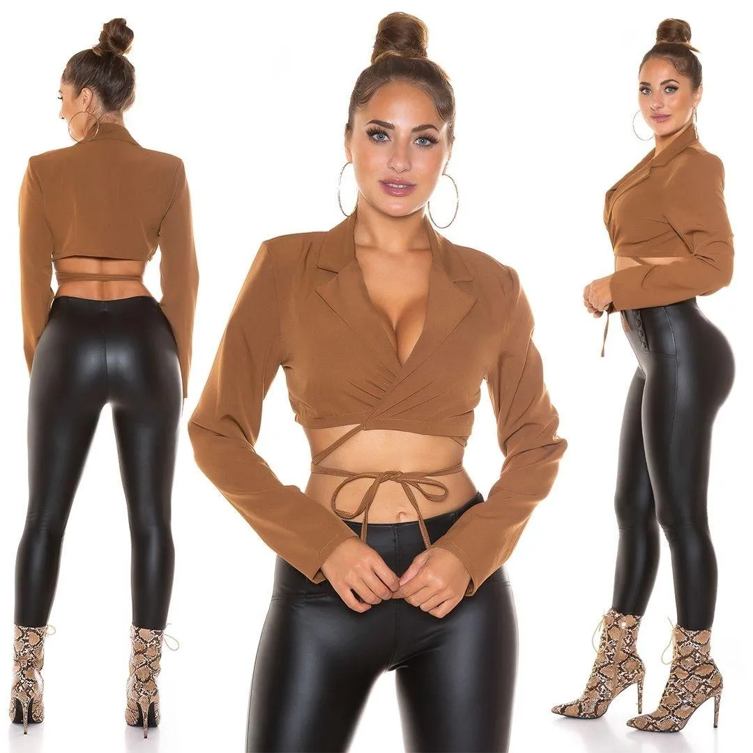 Chaqueta bolero para atar marrón 