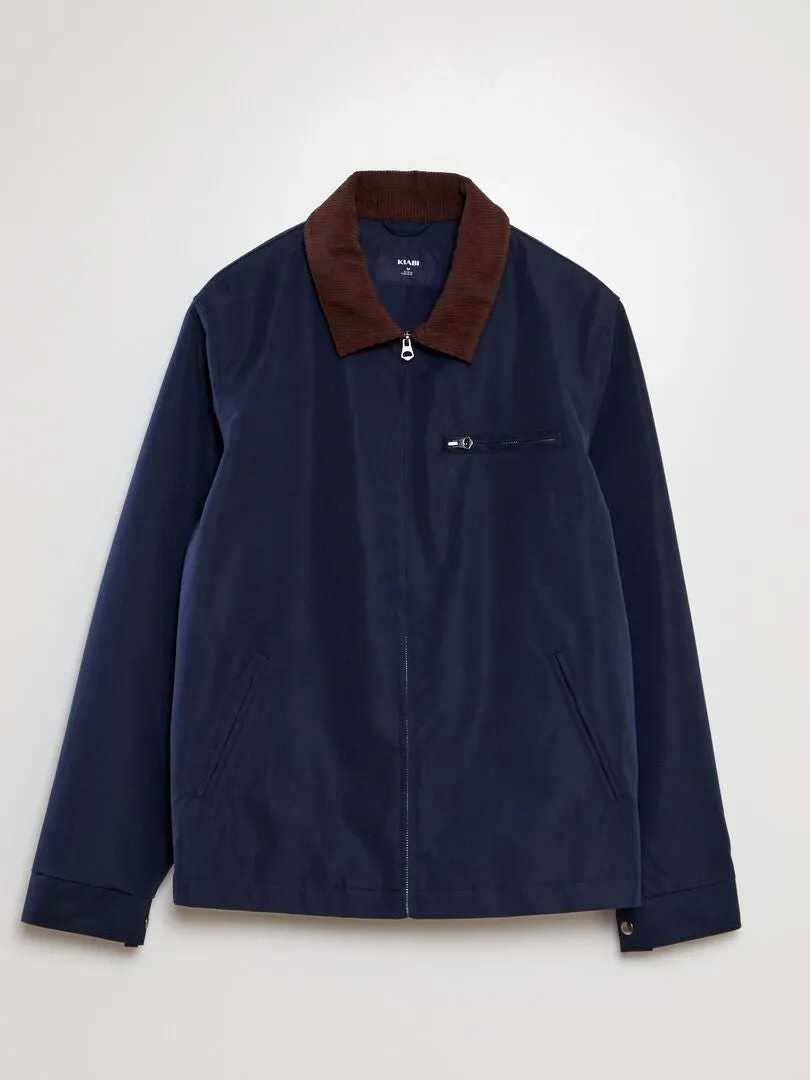 CHAQUETA CORTA CON CUELLO DE TERCIOPELO  AZUL