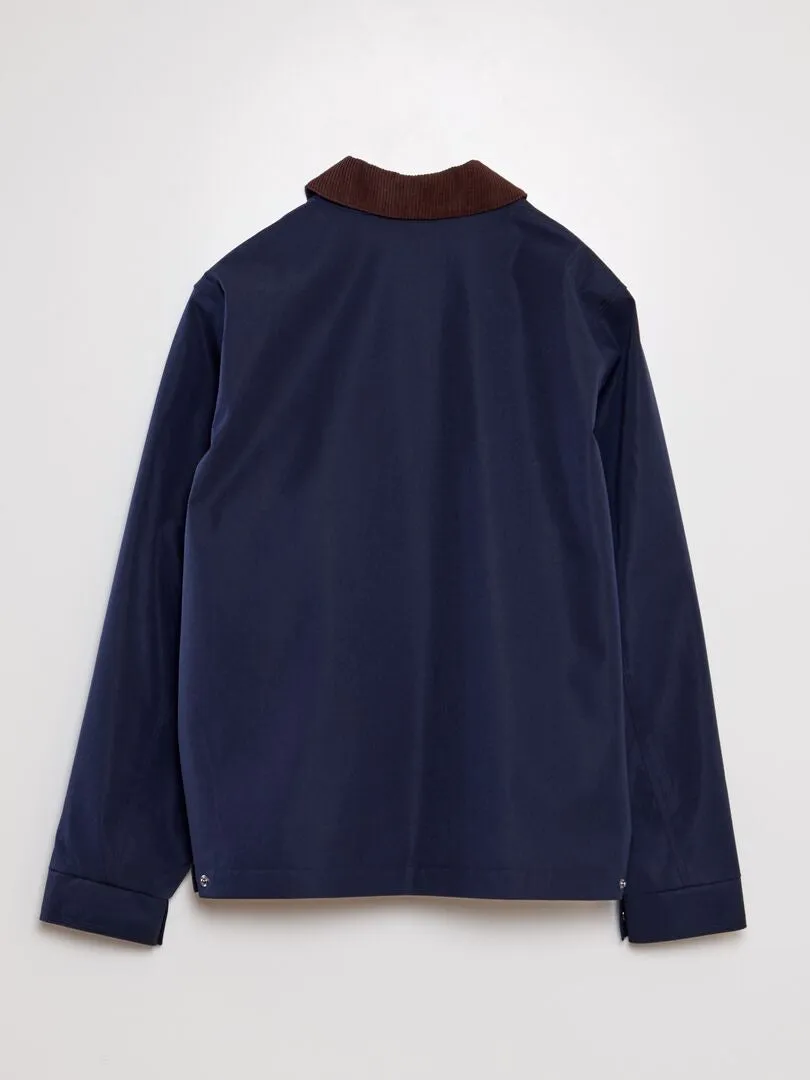 CHAQUETA CORTA CON CUELLO DE TERCIOPELO  AZUL