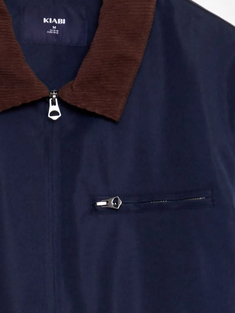 CHAQUETA CORTA CON CUELLO DE TERCIOPELO  AZUL