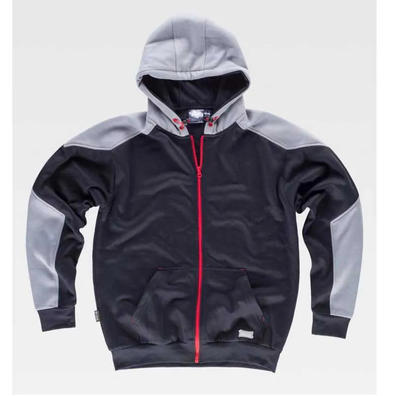 CHAQUETA SUDADERA COMBINADA CON CAPUCHA  WORKTEAM