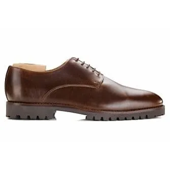 CHOCOLATE DERBY SHOES  RUBBER OUTSOLE  BUSHEY GOMME