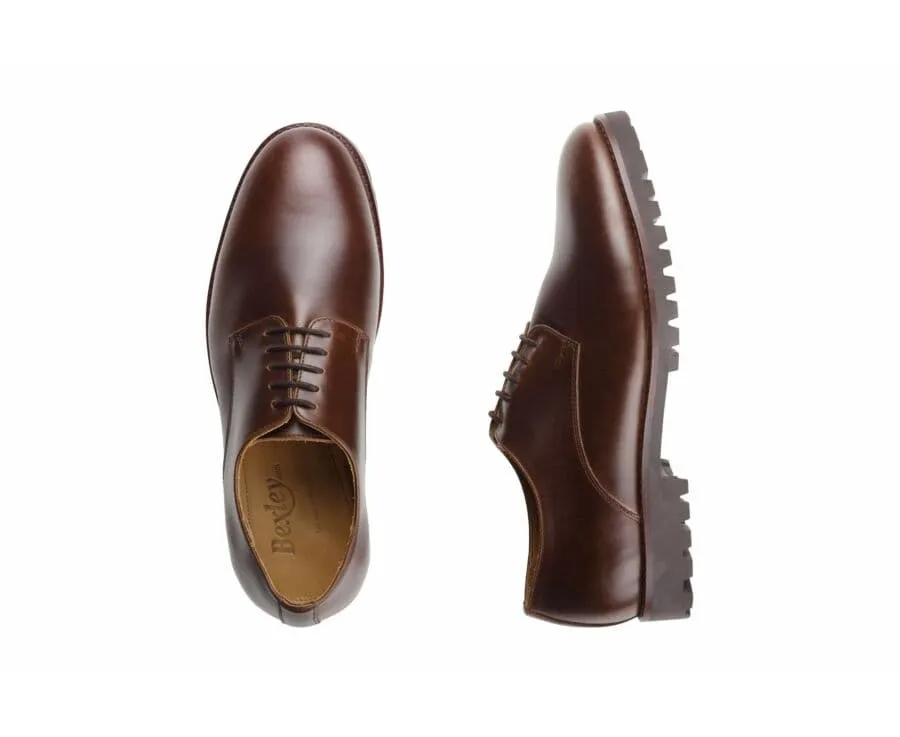 CHOCOLATE DERBY SHOES  RUBBER OUTSOLE  BUSHEY GOMME