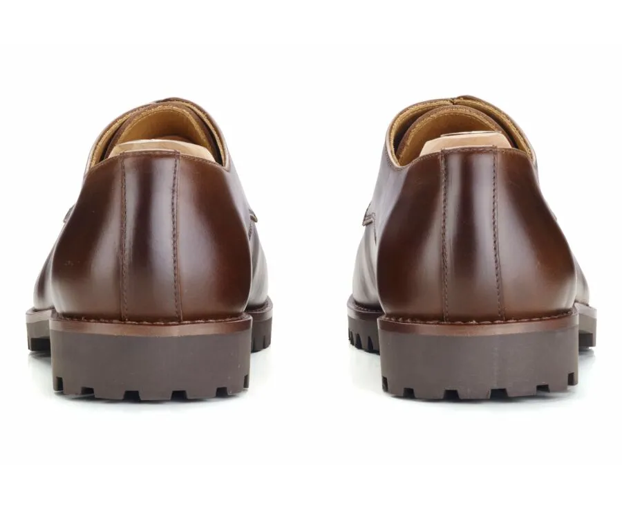 CHOCOLATE DERBY SHOES  RUBBER OUTSOLE  BUSHEY GOMME