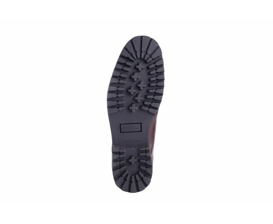 CHOCOLATE DERBY SHOES  RUBBER OUTSOLE  BUSHEY GOMME