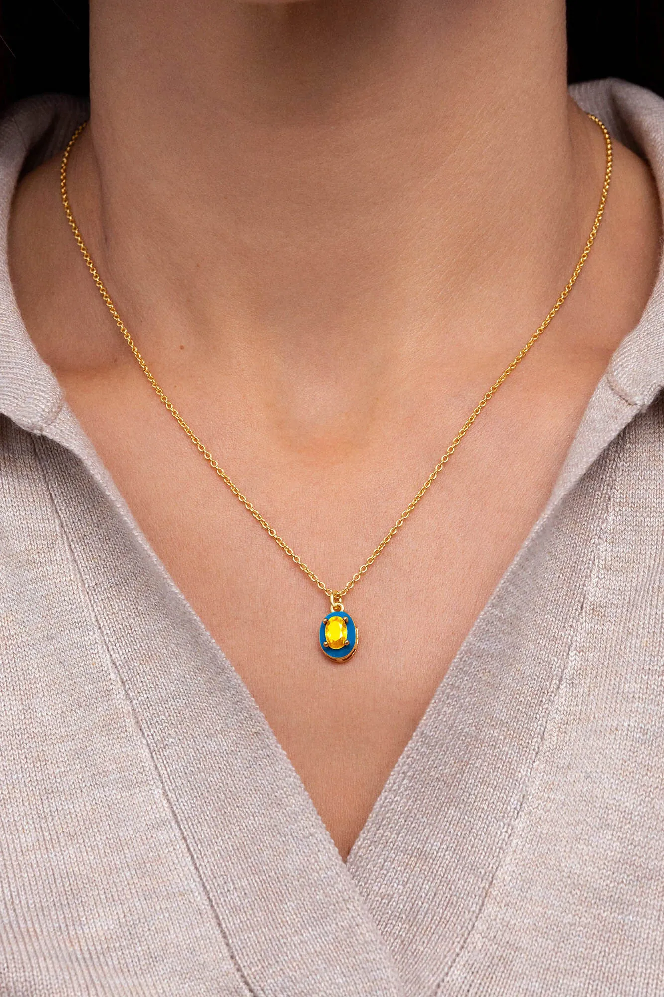Collar Blue Pop Baño Oro 