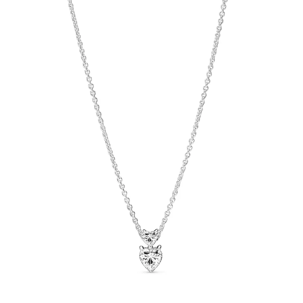 Collar Colgante Doble Corazón Brillante 391229C01