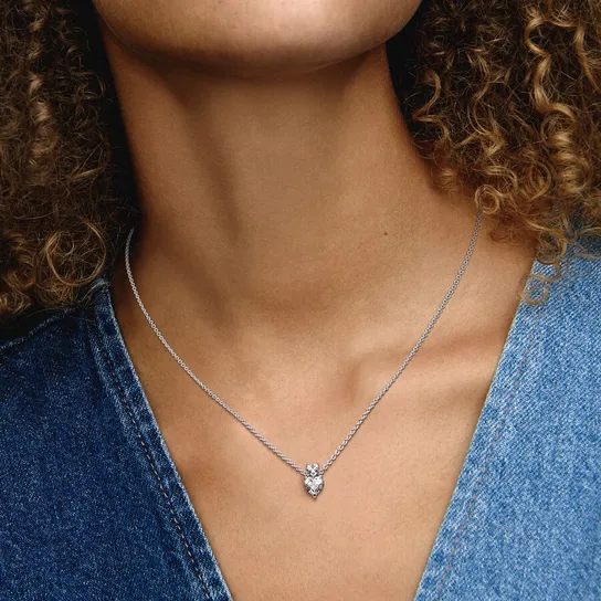 Collar Colgante Doble Corazón Brillante 391229C01