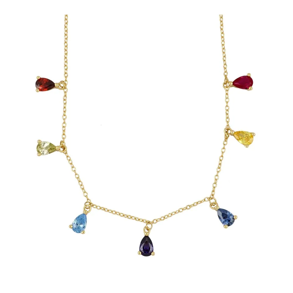 Collar en plata de ley Gotas Multicolores Gold