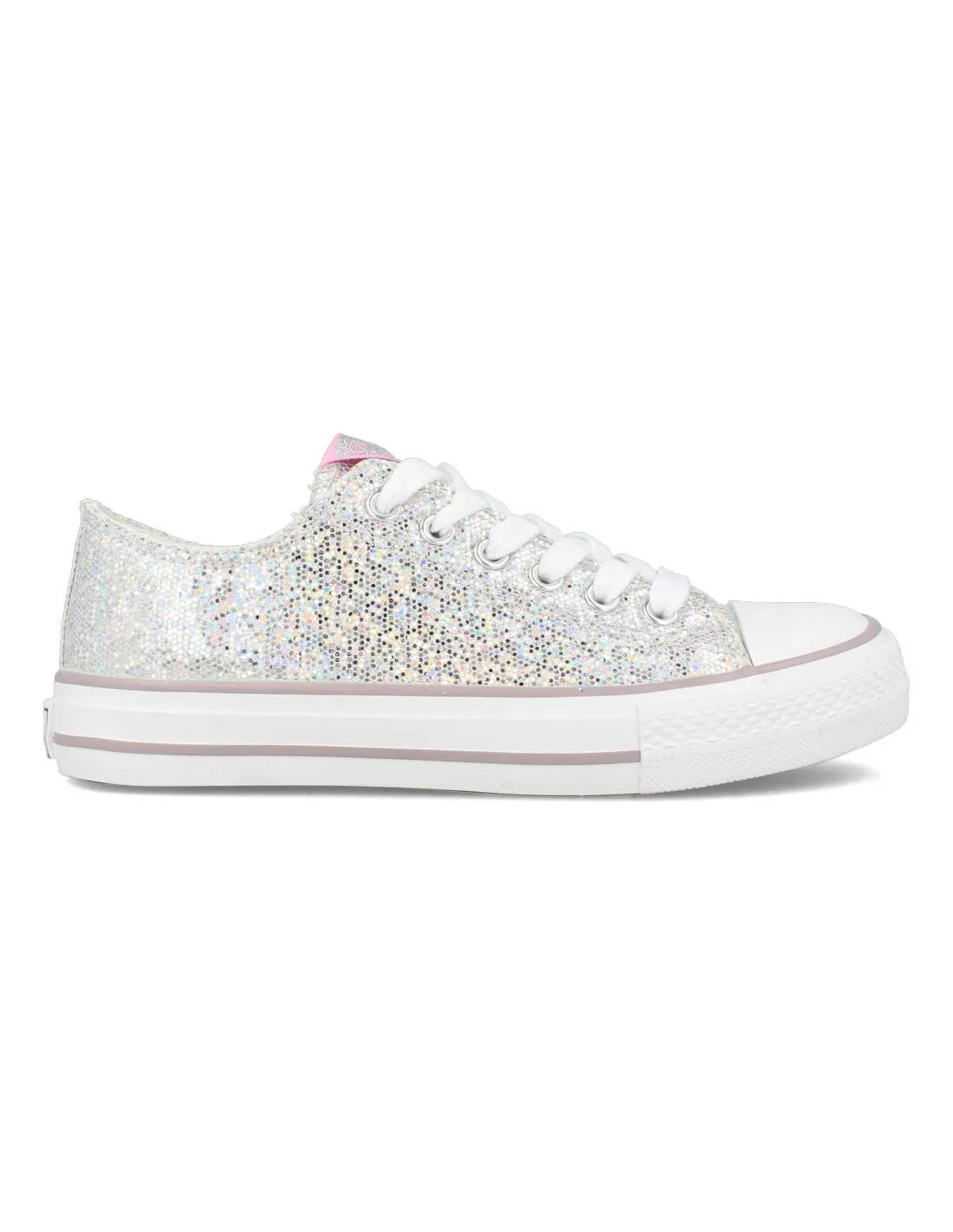 CONGUITOS  ZAPATILLAS GLITTER PLATA CORDONES