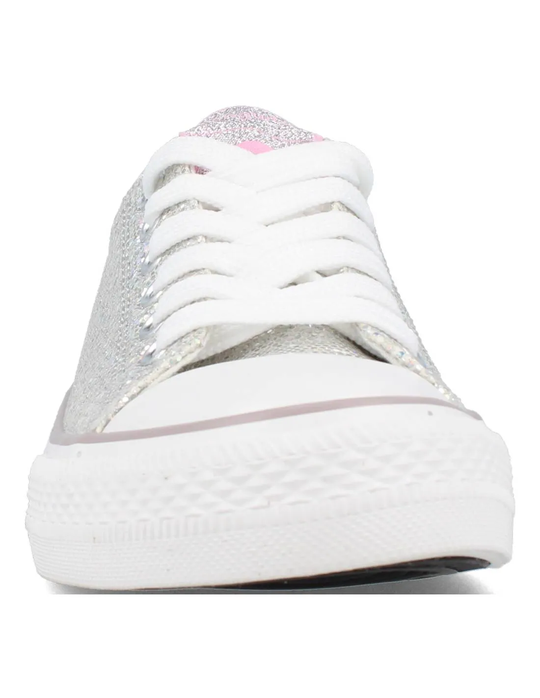 CONGUITOS  ZAPATILLAS GLITTER PLATA CORDONES