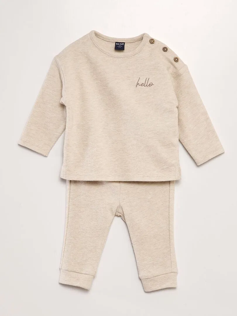 CONJUNTO DE SUDADERA + PANTALóN  2 PIEZAS  BEIGE